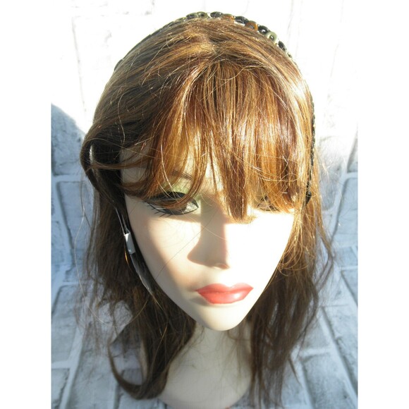 NEW by JUST BASIC, ELASTIC HEADWRAP, HEADBAND BLACK WITH GOLD TONE DECOR #4 - Picture 6 of 10